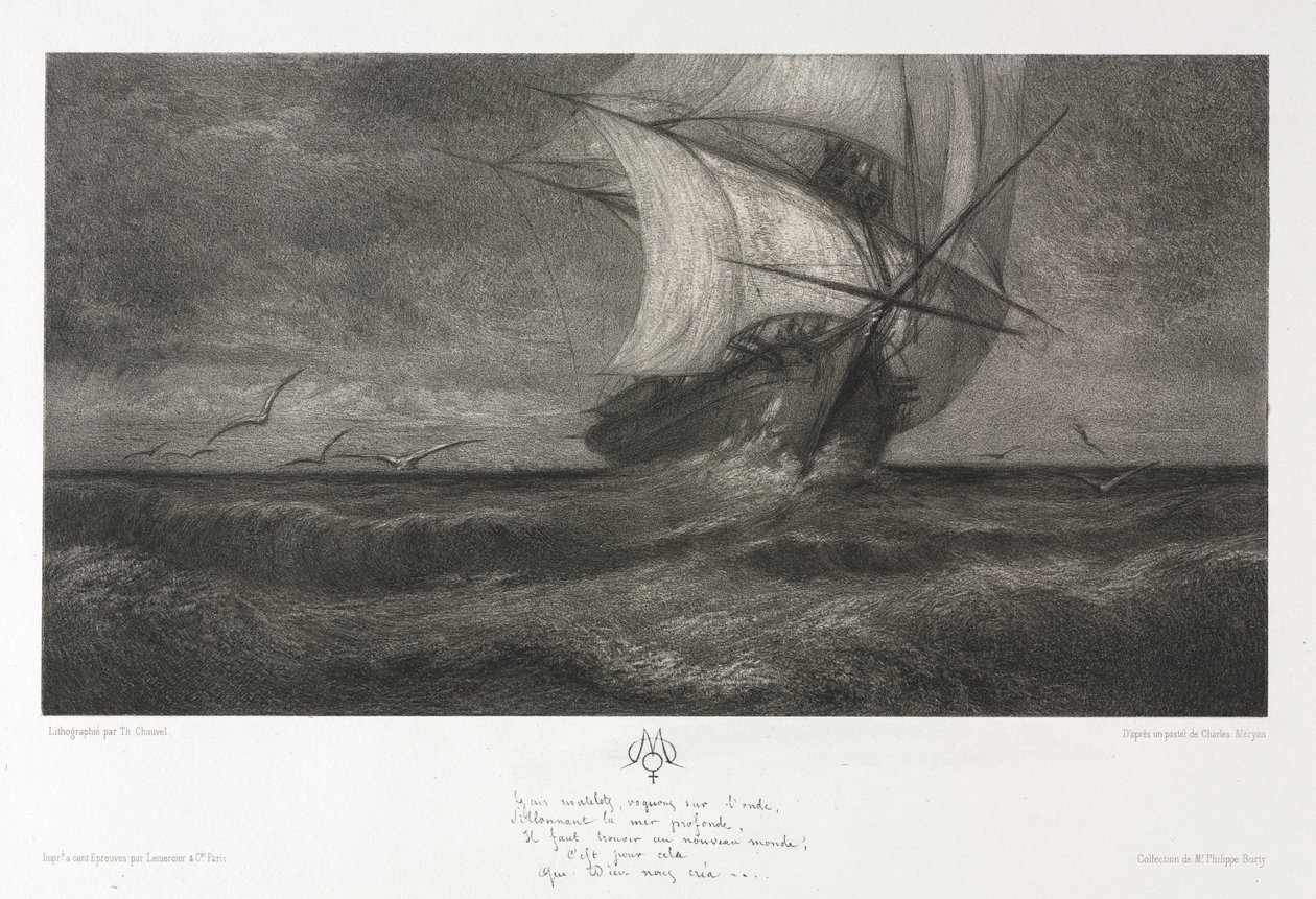 Hayalet Gemi veya Dalgalarda by Theophile Narcisse Chauvel