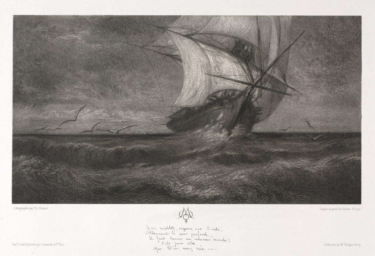 Hayalet Gemi veya Dalgalarda, 1872. by Theophile Narcisse Chauvel