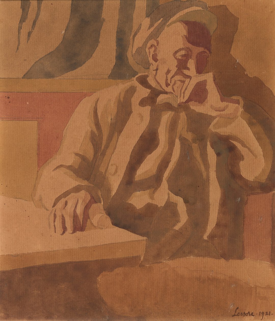 The Thinker, 1921 (kağıt üzerinde wc) by Therese Lessore