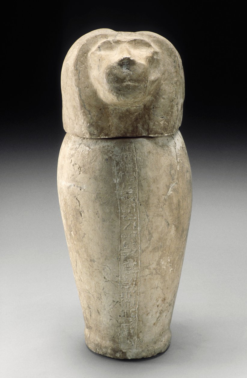 Sinosefali Başlı Kanopik Kavanoz (kireçtaşı) by Third Intermediate Period Egyptian