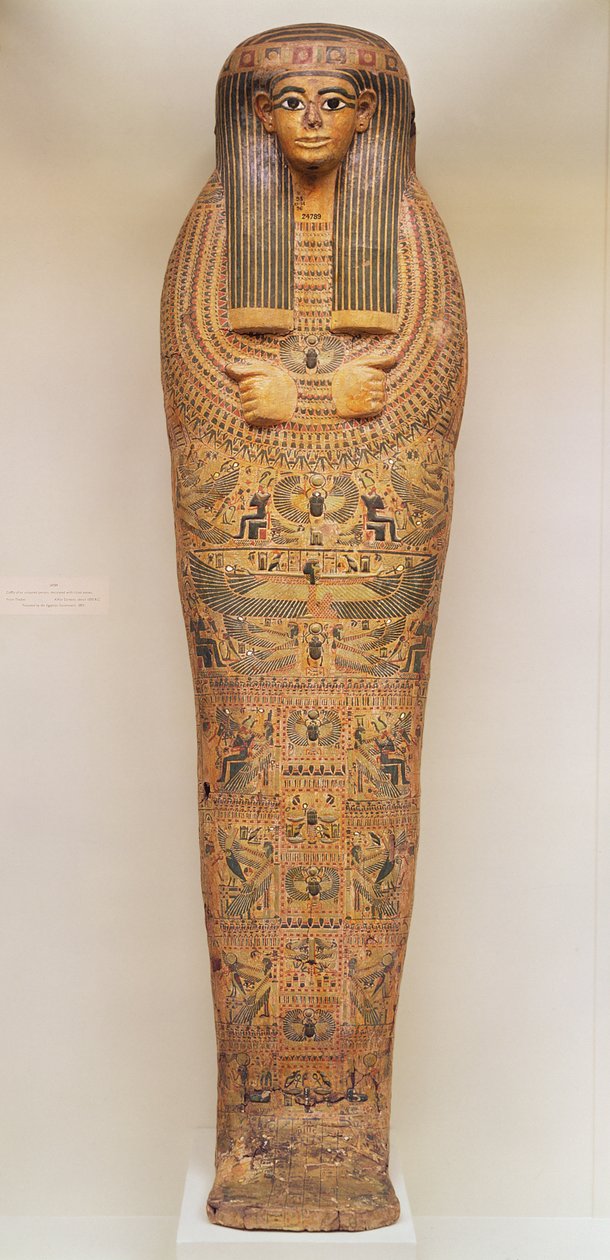 Ritüel sahnelerle süslenmiş isimsiz bir kişinin Mısır tabutu, MÖ 1050 dolayları (ahşap) by Third Intermediate Period Egyptian