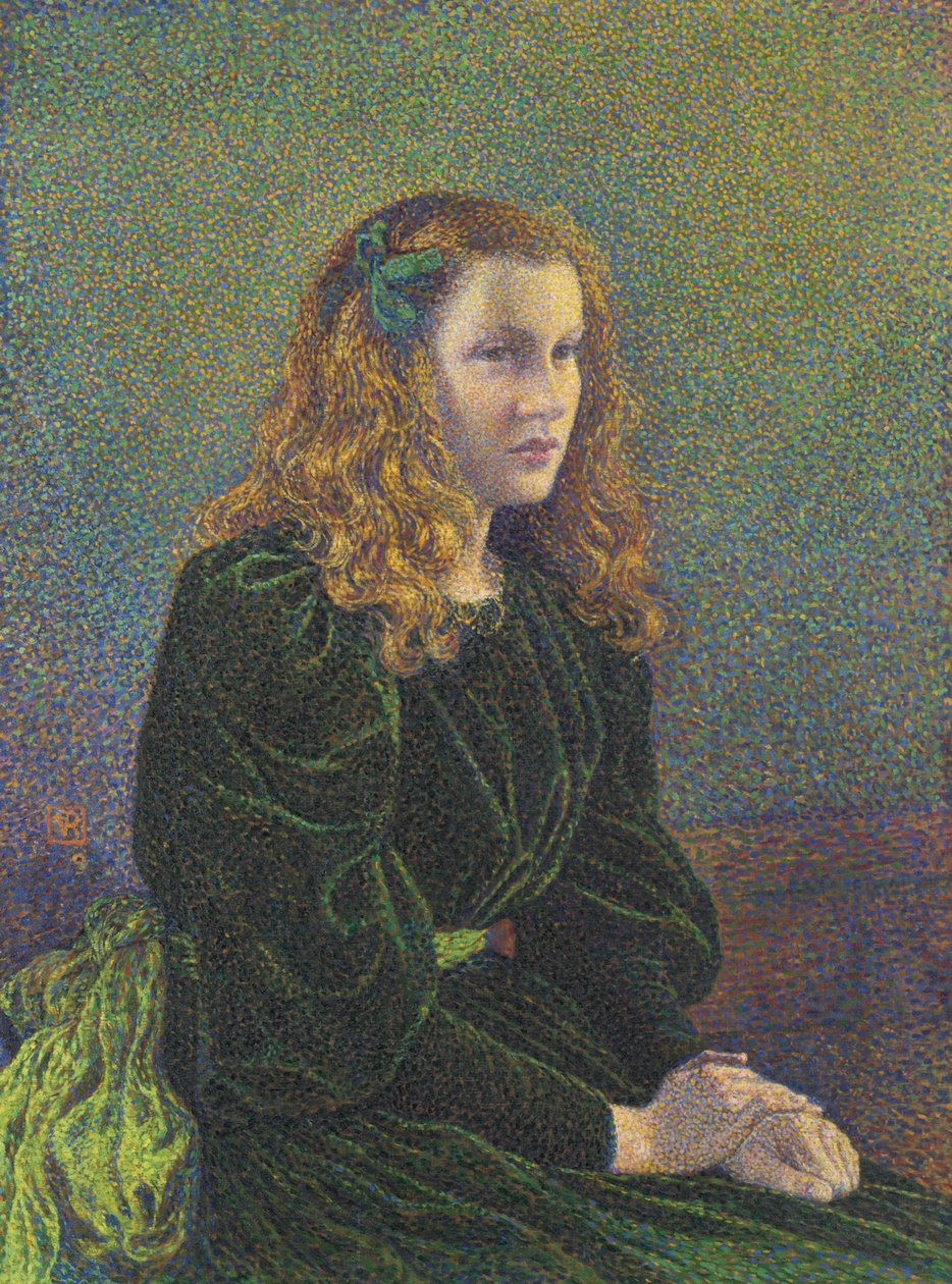 Yeşil elbiseli genç kadın Germaine Maréchal, 1893 by Théo van Rysselberghe