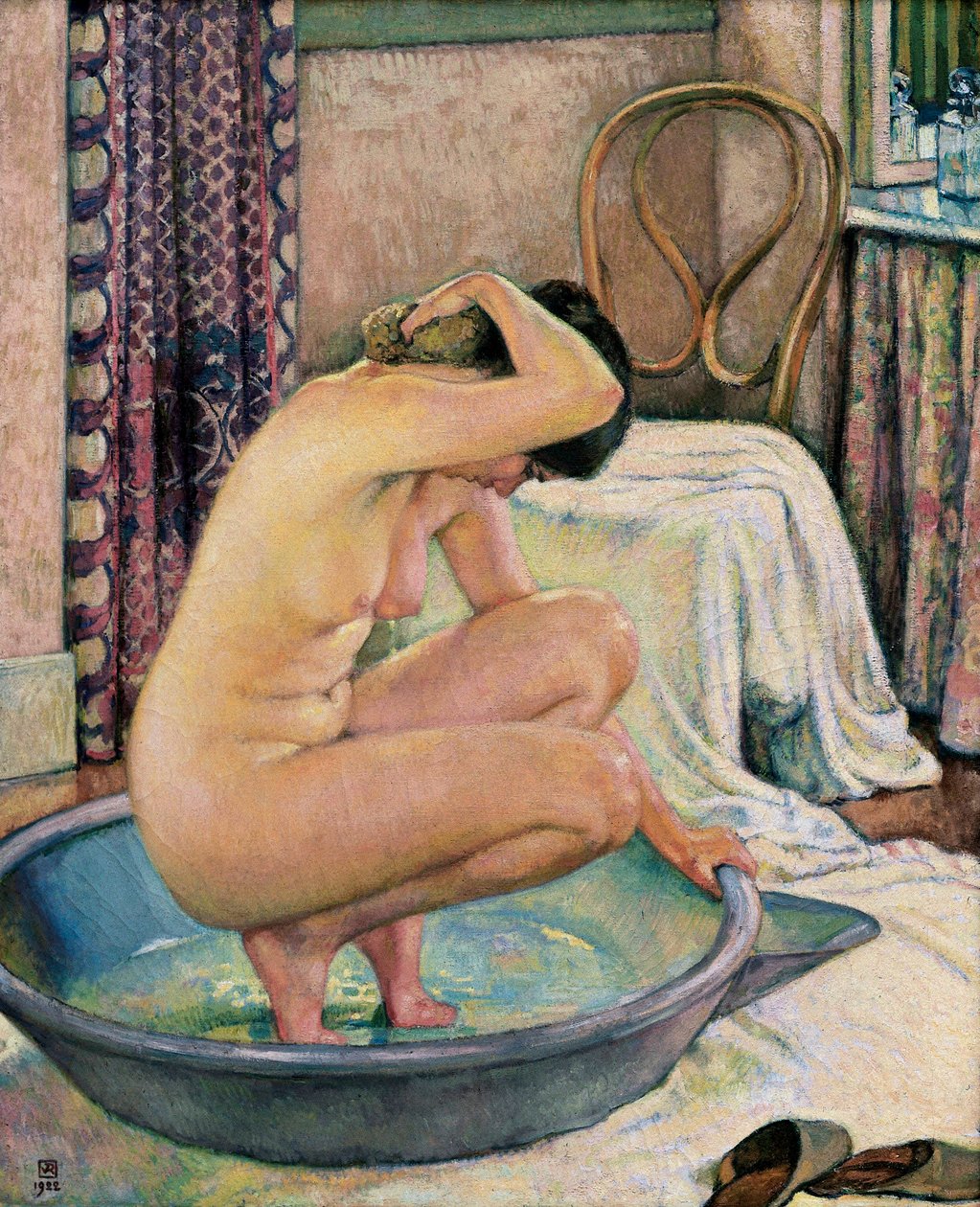 “Bir havzada çıplak” by Théo van Rysselberghe