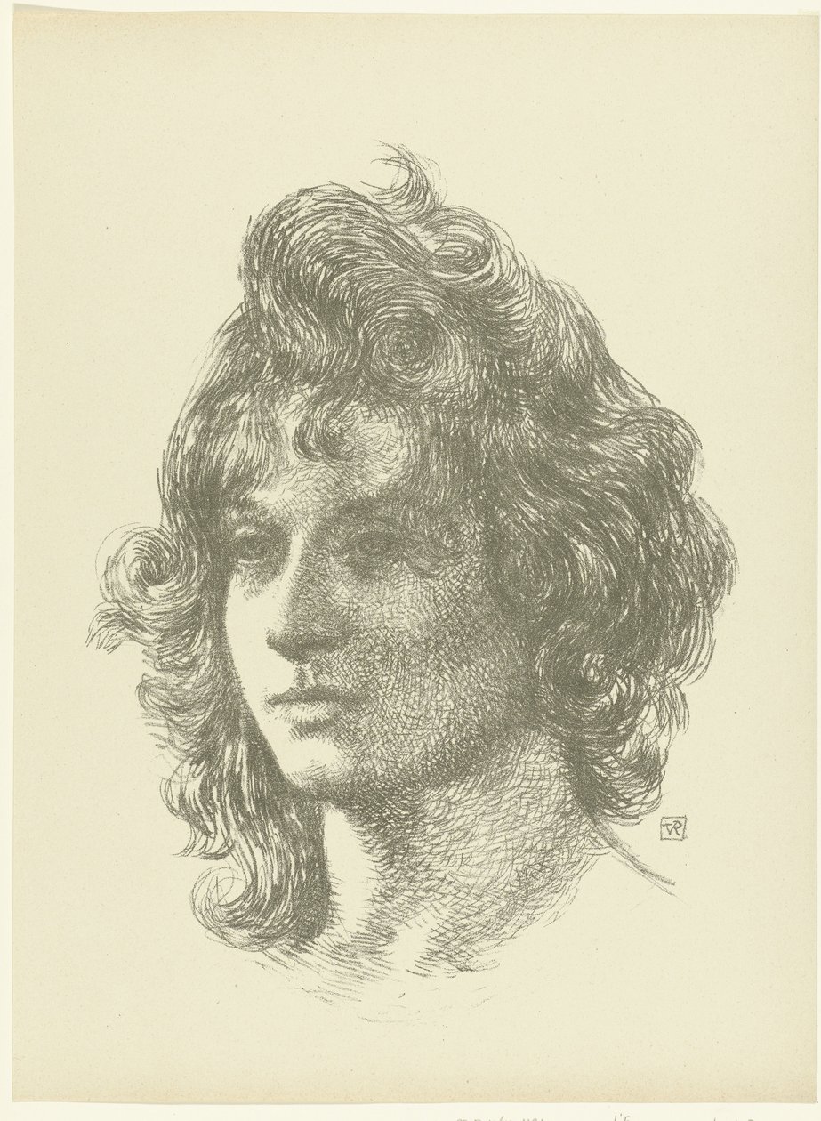 Portret van jonge vrouw Genç bir kadının kafasının incelenmesi Deneme (dizi başlığı) by Théo van Rysselberghe
