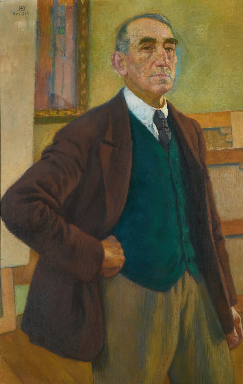 Yeşil Yelekli Otoportre, 1924. by Théo van Rysselberghe