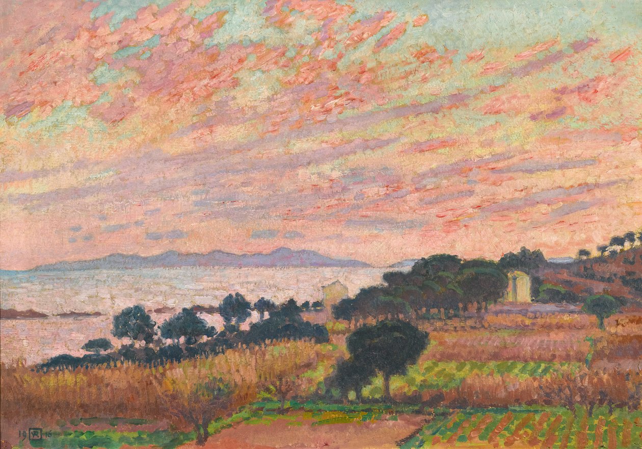 Gün batımında körfez Saint Clair, 1916. by Théo van Rysselberghe