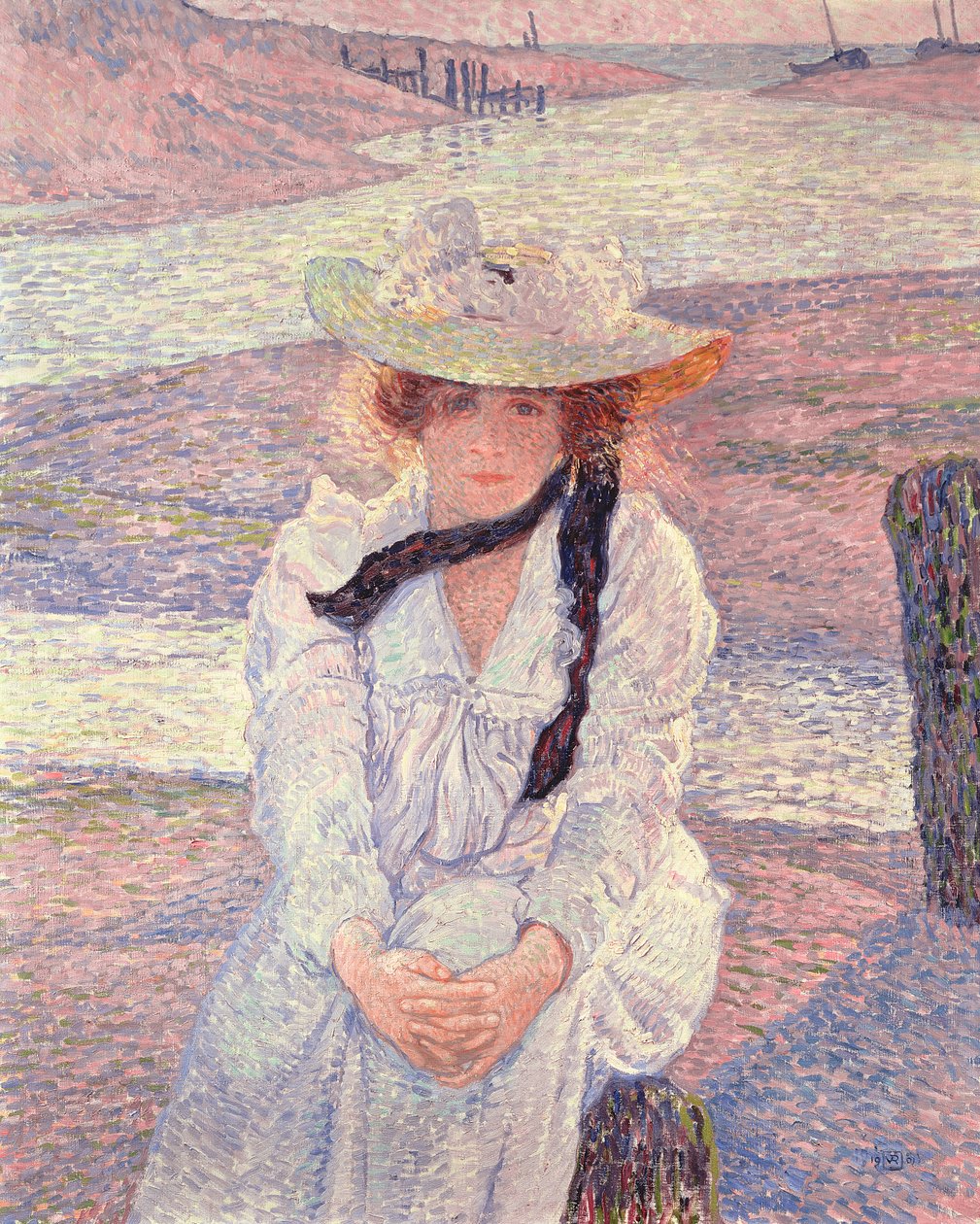 Greve Nehri Kıyısında Genç Kadın, 1901 by Théo van Rysselberghe