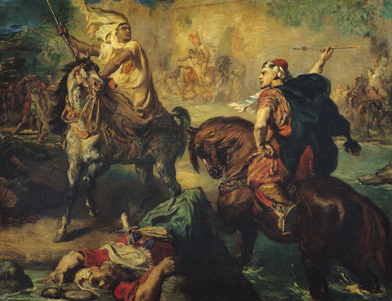 Bir Kasabanın Surları Altında Teke Tek Çatışmada Arap Kabile Şefleri, 1852 by Théodore Chassériau