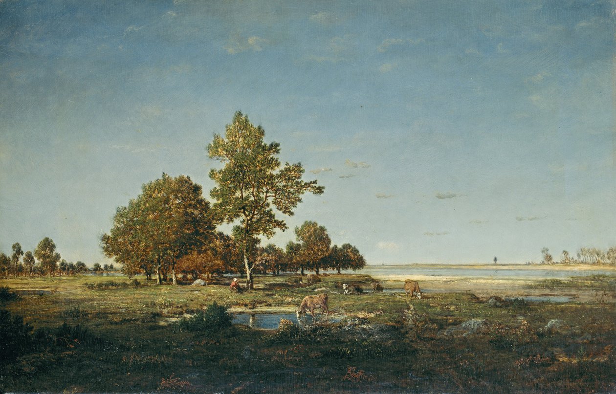 Bir ağaç yığını ile manzara by Pierre Etienne Theodore Rousseau