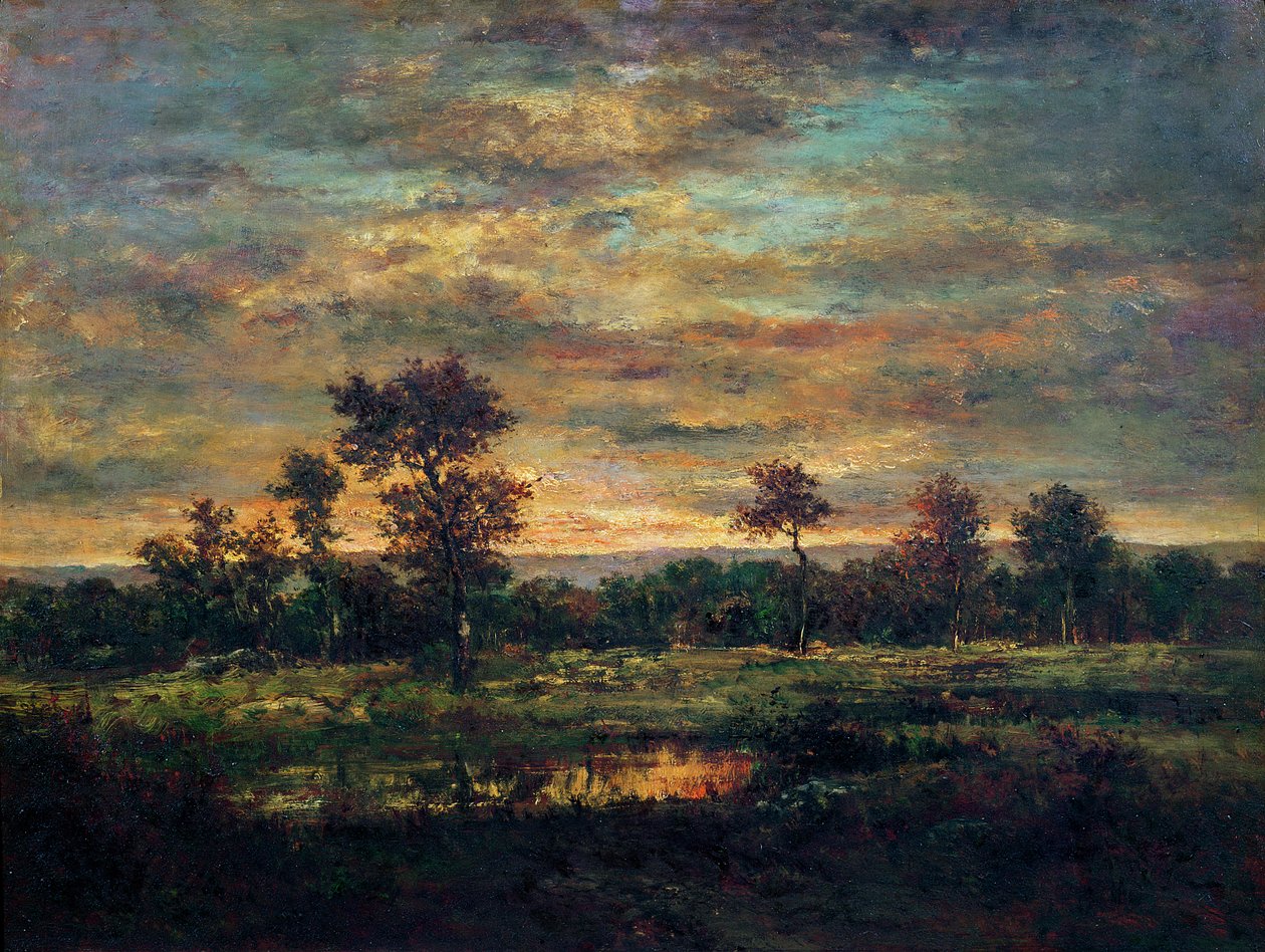 Bir Ormanın Kenarındaki Gölet by Pierre Etienne Theodore Rousseau
