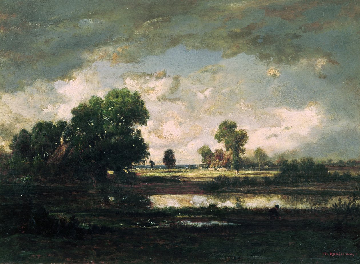 Fırtınalı Gökyüzü ile Havuz, c.1865-7 by Pierre Etienne Theodore Rousseau