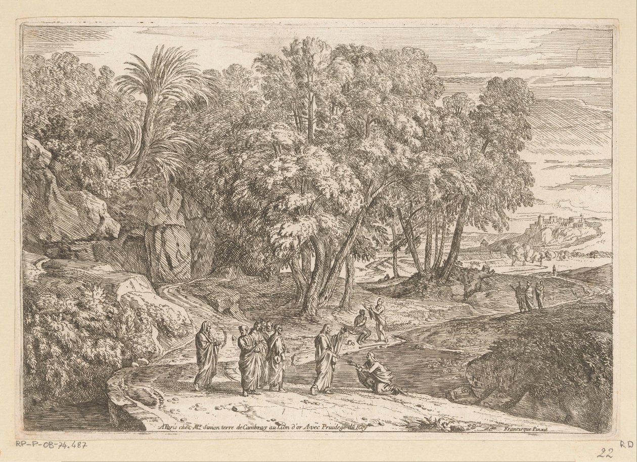 İsa ve Kenanlı Kadın ile Arkadya Manzarası Suite de Paysages (dizi başlığı) by Théodore