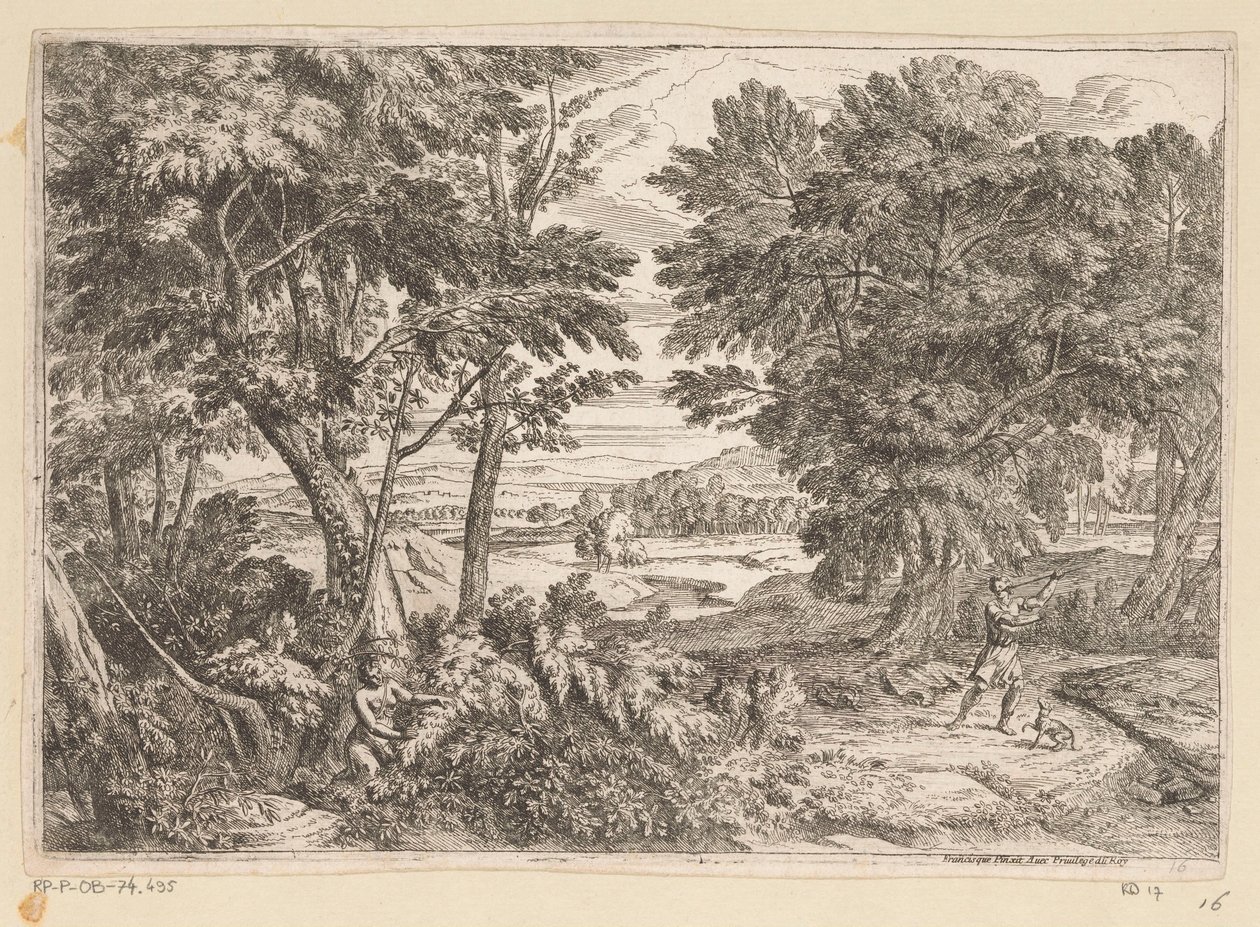 Kephalos ve Prokris ile Arcadian manzara Suite de Paysages (dizi başlığı) by Théodore