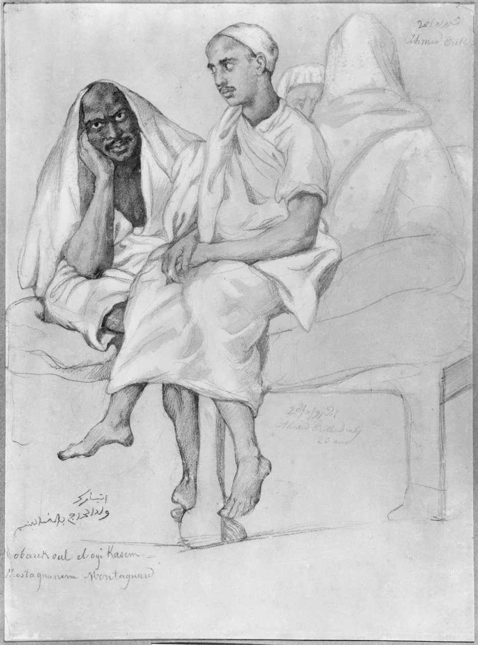 Mostaganem'den Siyah ve Arap (kağıt üzerine kurşun kalem ve guaş) by Théodore Chassériau