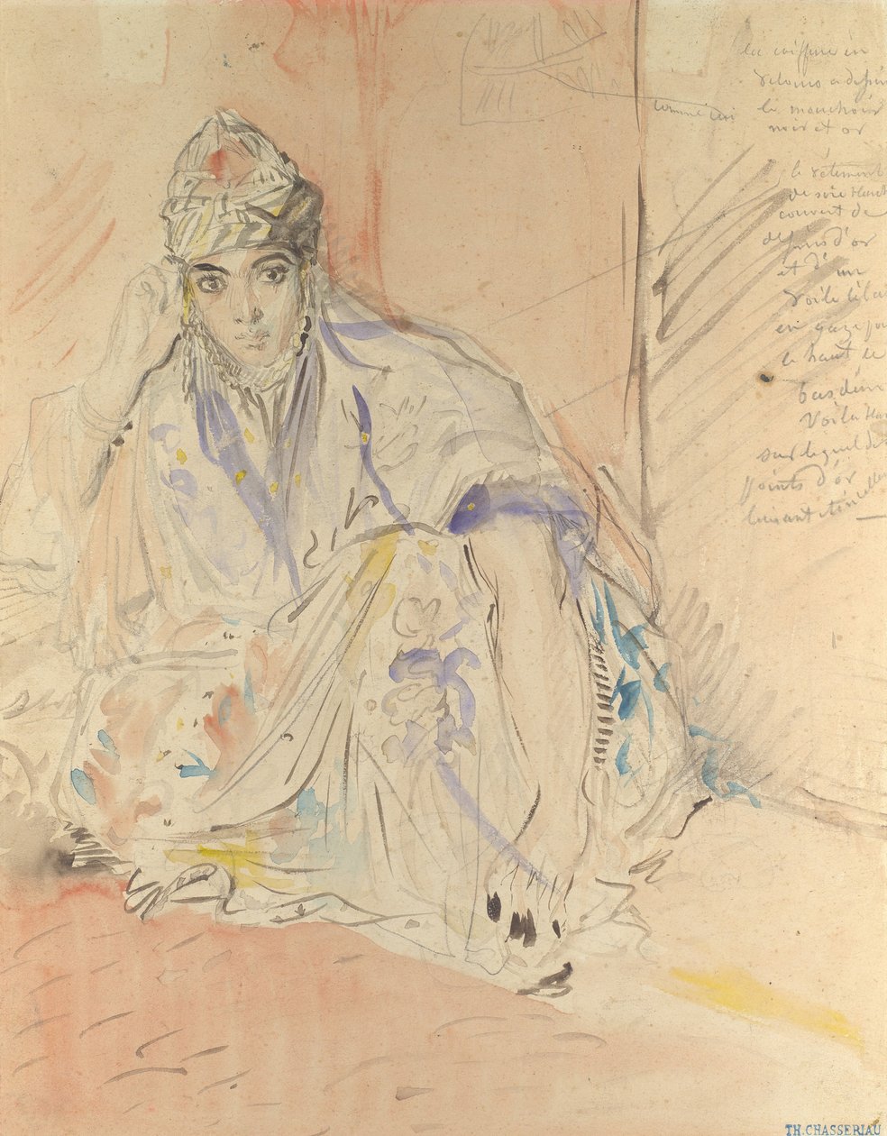 Yerde Oturan Cezayirli Yahudi Kadın, M.Ö. 1846. by Théodore Chassériau