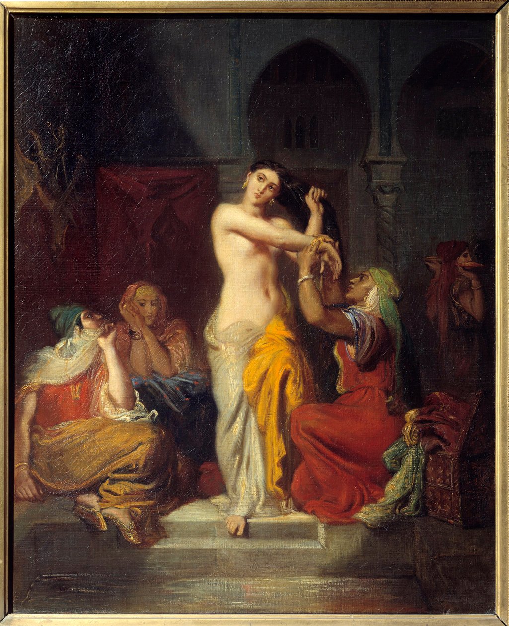 Mağribi kadın banyodan çıkarken Tablo Theodore Chasseriau (1819-1856) tarafından 1854 Strasbourg, Musee des Beaux Arts by Théodore Chassériau