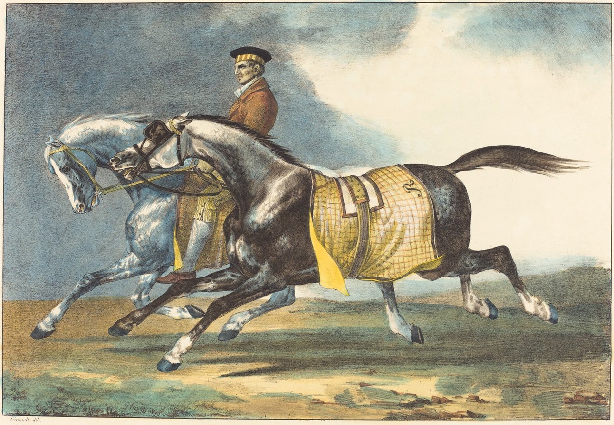 Egzersiz Yapan İki Benekli Gri At by Théodore Gericault and Léon Cogniet