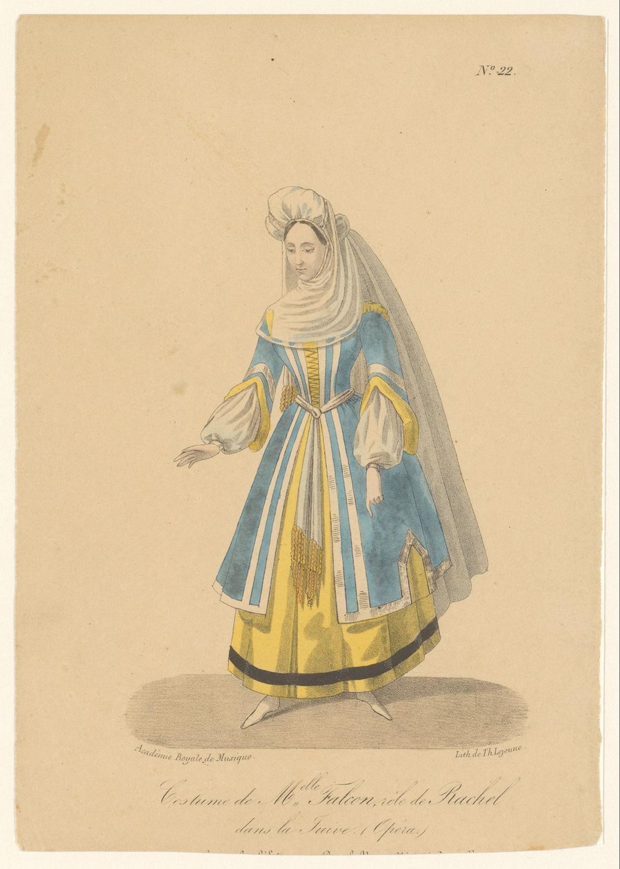 Cornélie Falcon, Rachel'ın La Juive Costume de Melle operasında rol aldı. Falcon, Rachel'ın La Juive'deki rolü (Opèra) (nesne üzerine başlık) Aktörler, aktrisler hun roldeki operazangerlerde (dizi adı) by Théodore Lejeune