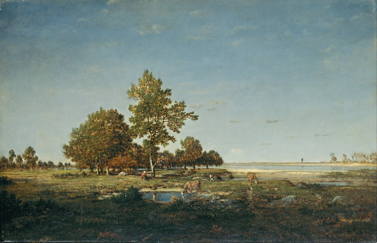 Bir ağaç yığını ile manzara by Pierre Etienne Theodore Rousseau