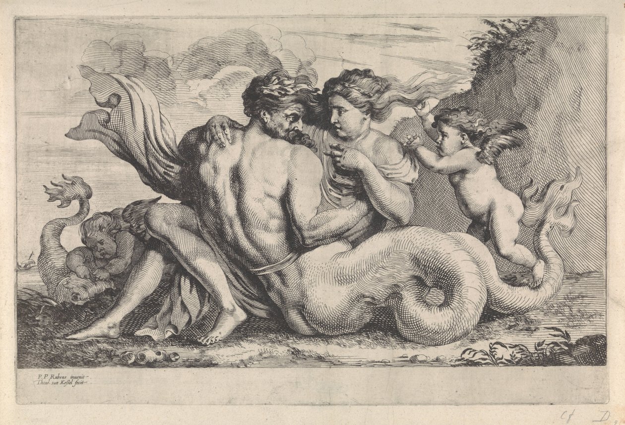 siren ve triton Mitolojik figürler (dizi adı) by Théodorus van Kessel