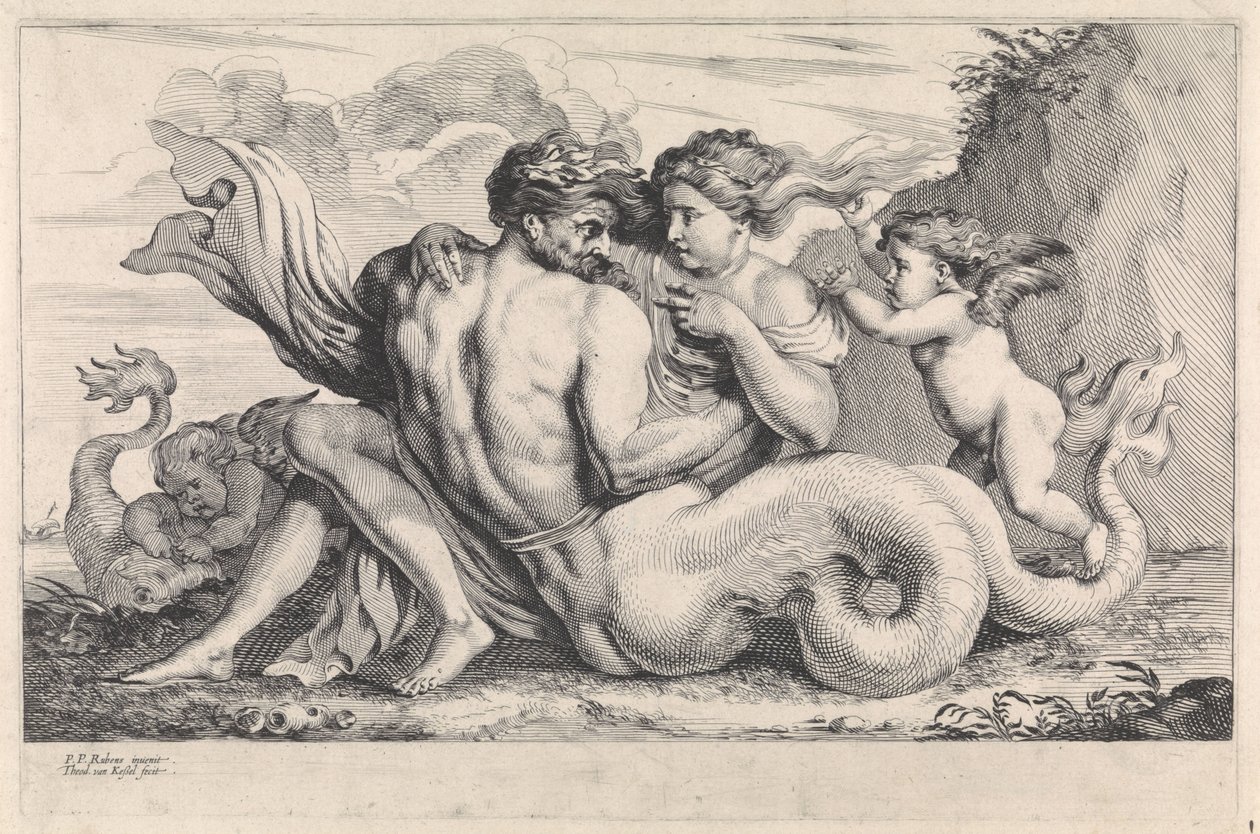 Siren ve Triton Mitolojik Figürleri (dizi başlığı) by Théodorus van Kessel