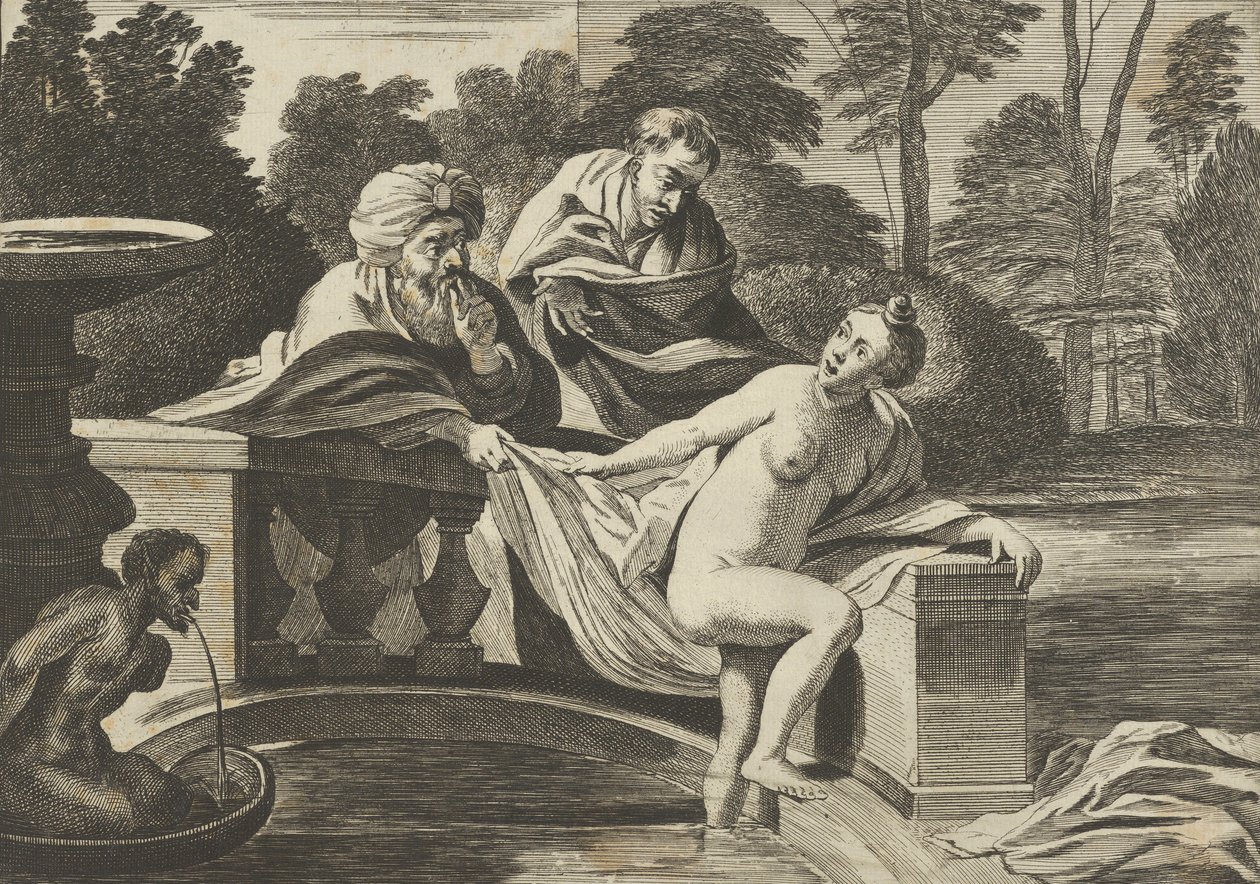 Susanna, kısmen çıplak ve solda iki yaşlı, biri..., yakl. 1656-60. by Théodorus van Kessel