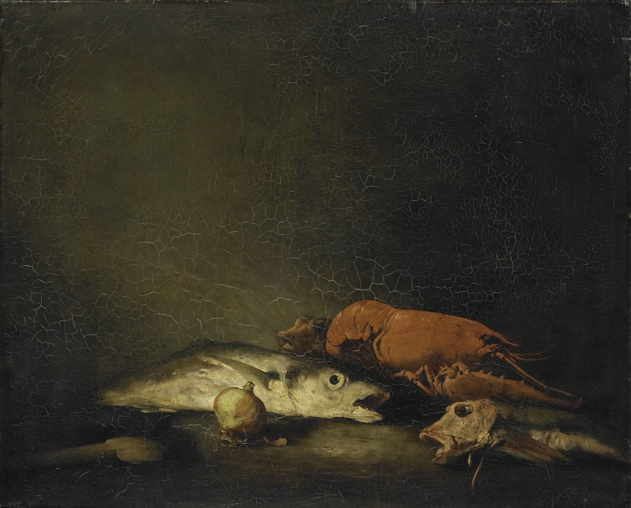 Balık ve ıstakoz ile natürmort by Théodule Augustin Ribot