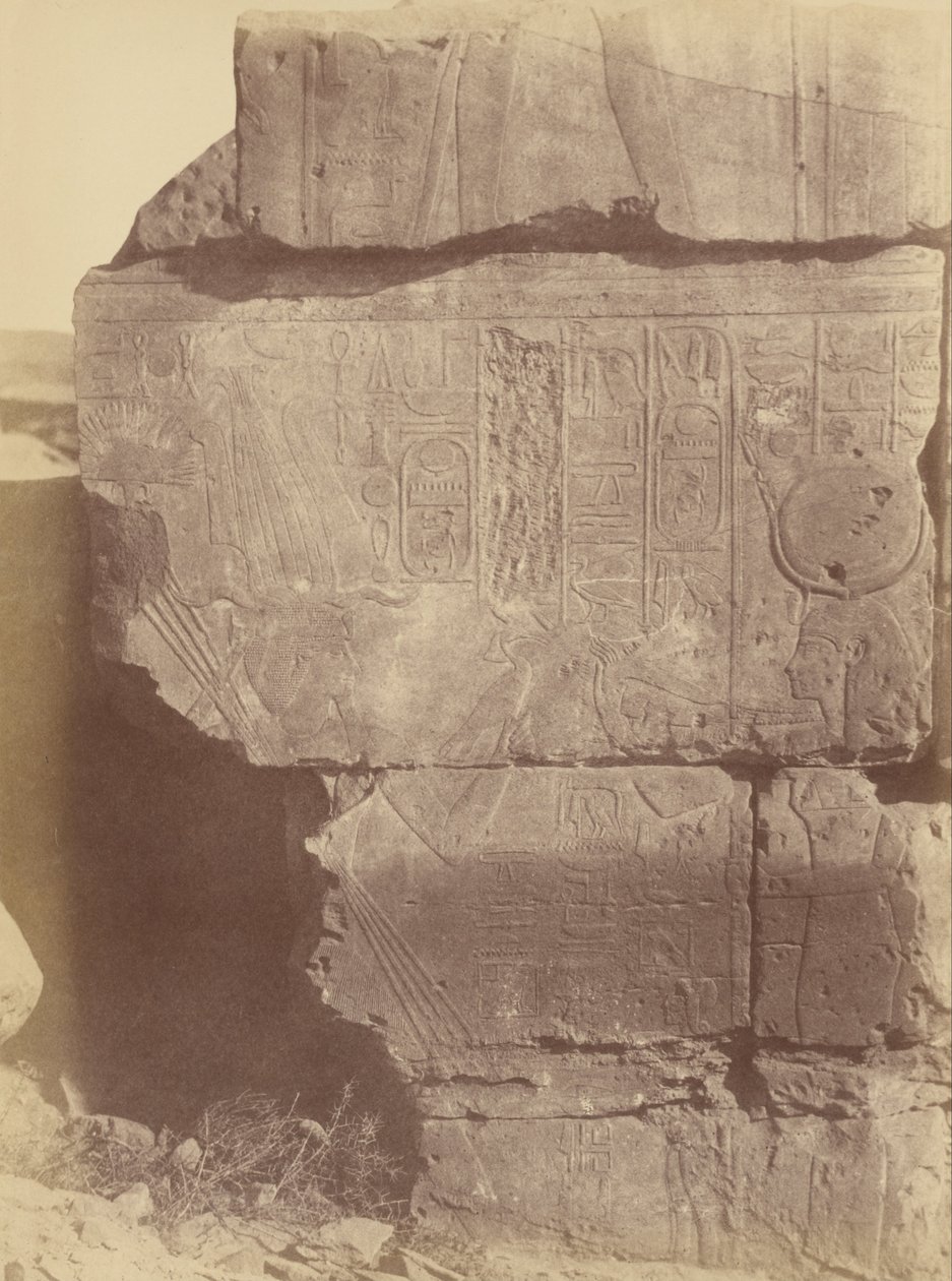 Hiyeroglif Yazıtlar ve Heykellerin Yakın Çekim Görünümü, Karnak by Théodule Devéria