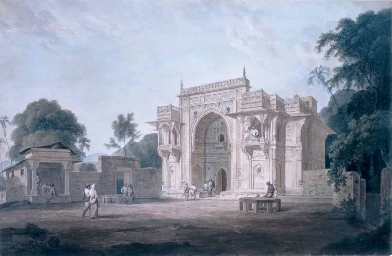 Bir camiye giden kapı, Chunargarh, Uttar Pradesh (renkli aquatint) by Thomas und William Daniell