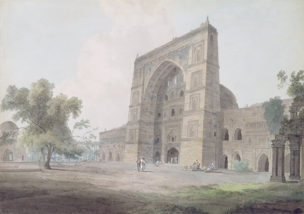 Jami Camii Ana Girişi, Jaunpur, 1789 (dokuma kağıt üzerinde grafit üzerinde wc) by Thomas und William Daniell