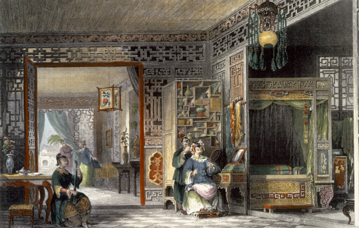 Boudoir ve Yatak Odası, George Newenham Wright (c.1790-1877) 1843 tarafından 