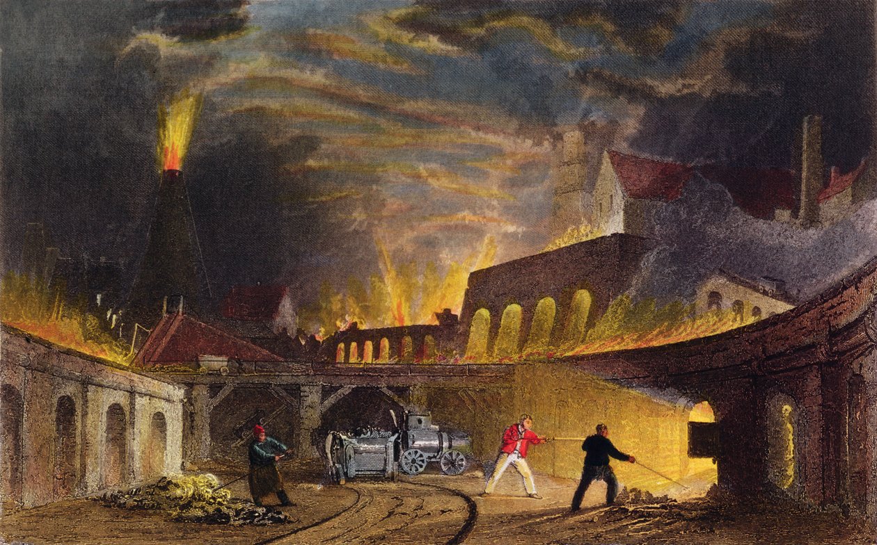 Tyne üzerinde Lymington Demir İşleri, 1835 by Thomas Allom