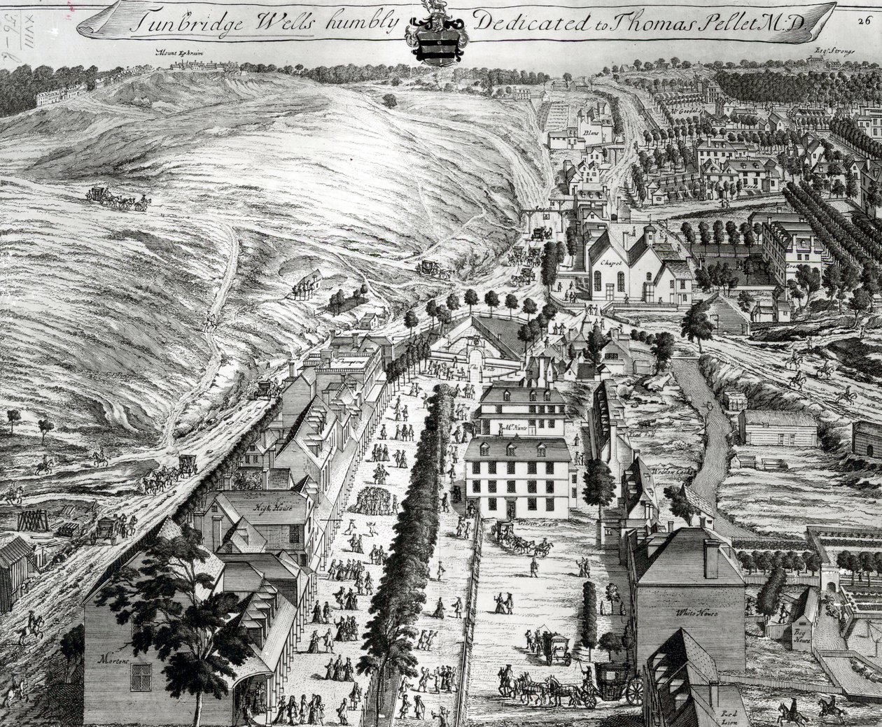 Tunbridge Wells, Thomas Badeslade (1718-50), Johannes Kip (c.1652-1722), yayınlanmış c.1750 (tr by Thomas Badeslade