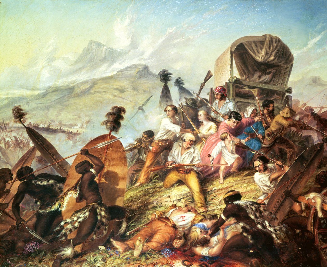 The Battle of Blauwkrantz, 1838  by Thomas Baines