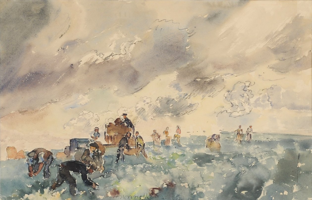 Patates Toplayıcılar, 1941 (kağıt üzerinde wc) by Thomas Barclay Hennell