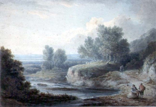 Figürlü Nehir Manzarası (kağıt üzerinde wc) by Thomas Barker of Bath