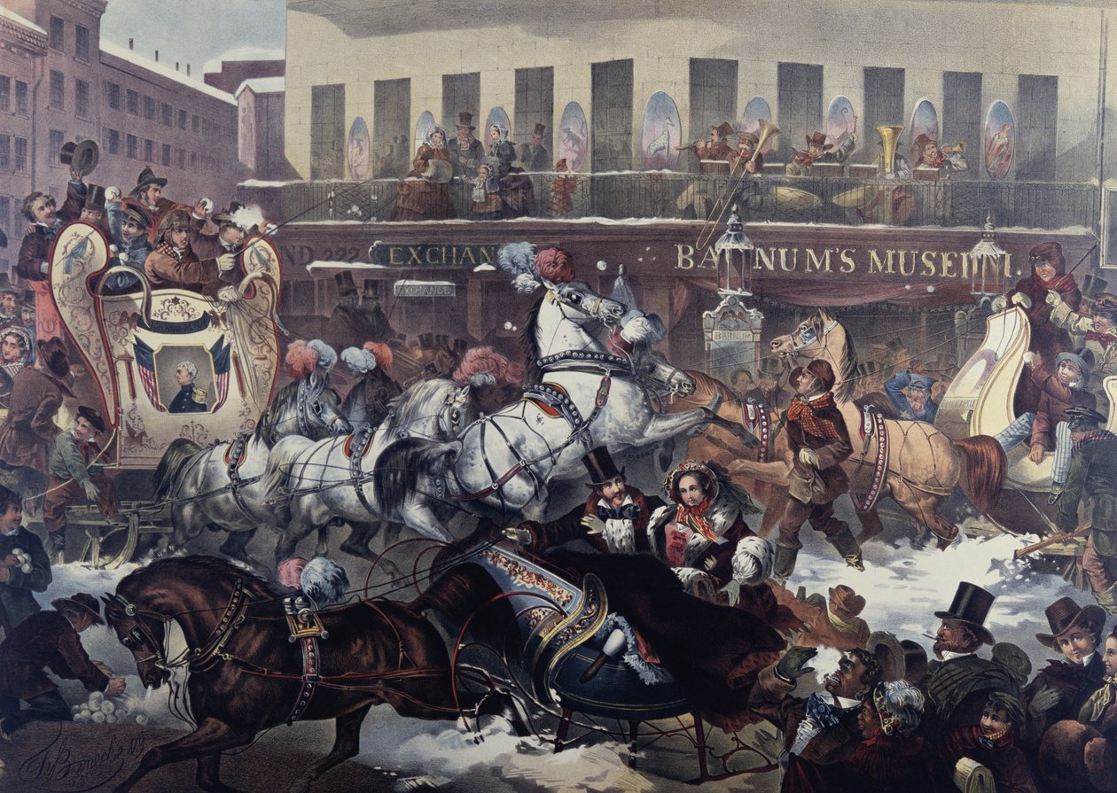 Sleighing in New York 1855  by Thomas Benecke