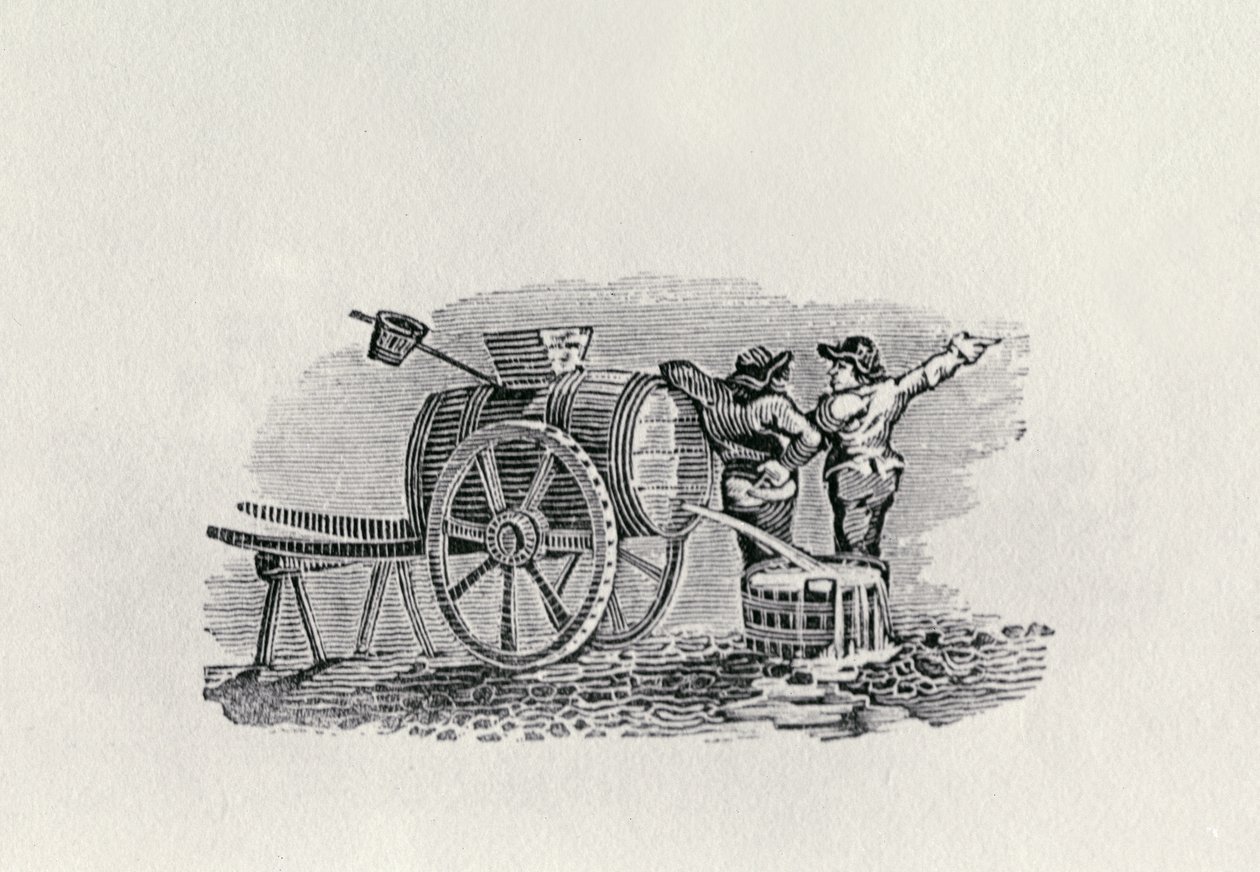 Varil Arabalı İki Adam (ahşap oyma) by Thomas Bewick