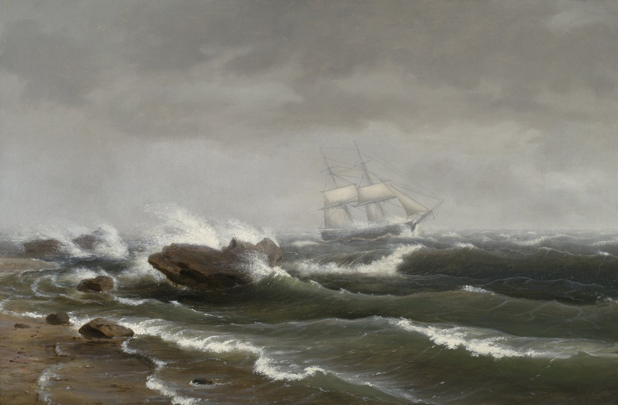 Fırtınada Gemi, 1841 by Thomas Birch