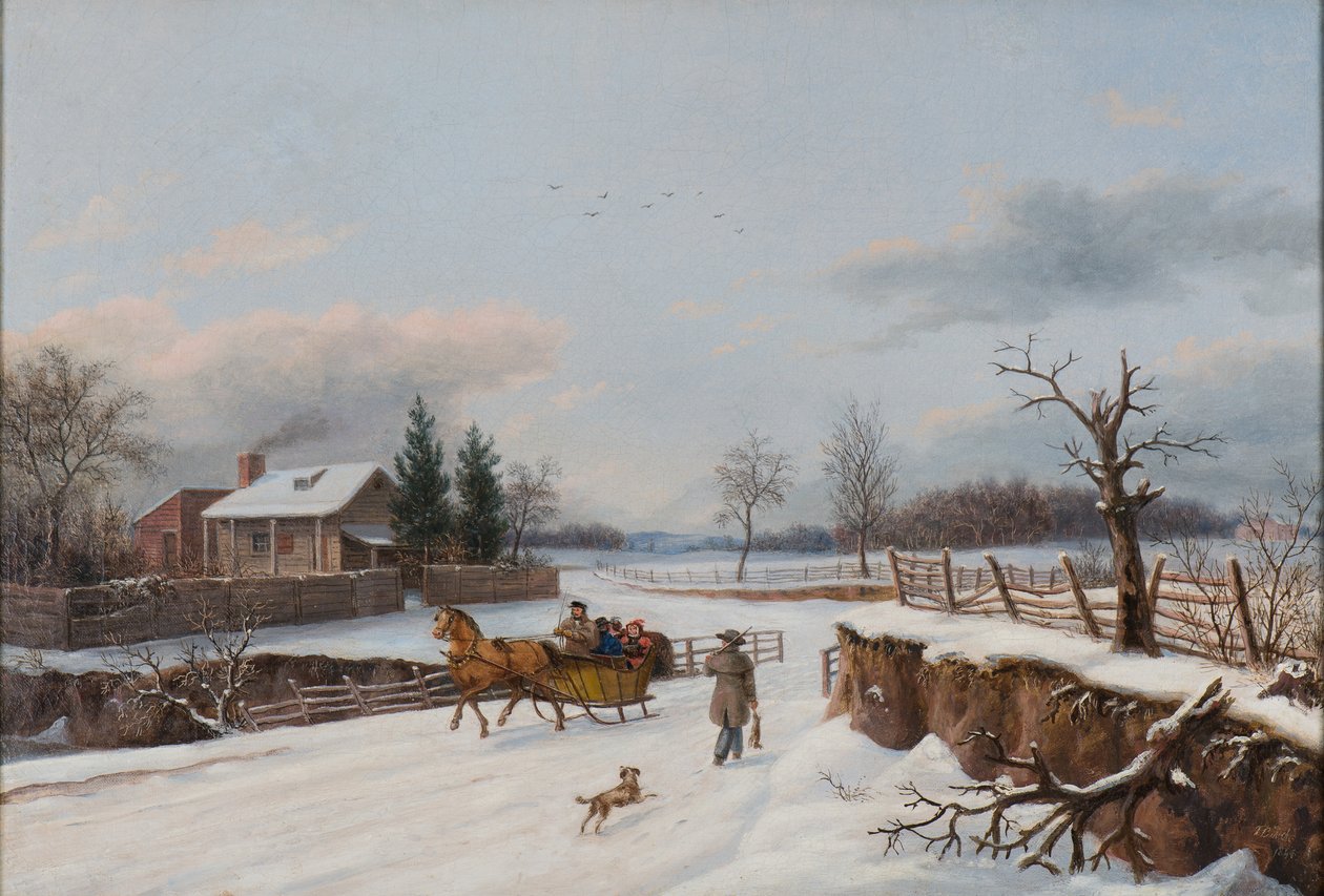 Philadelphia Yakınlarındaki Kızak Sahnesi, 1841 by Thomas Birch