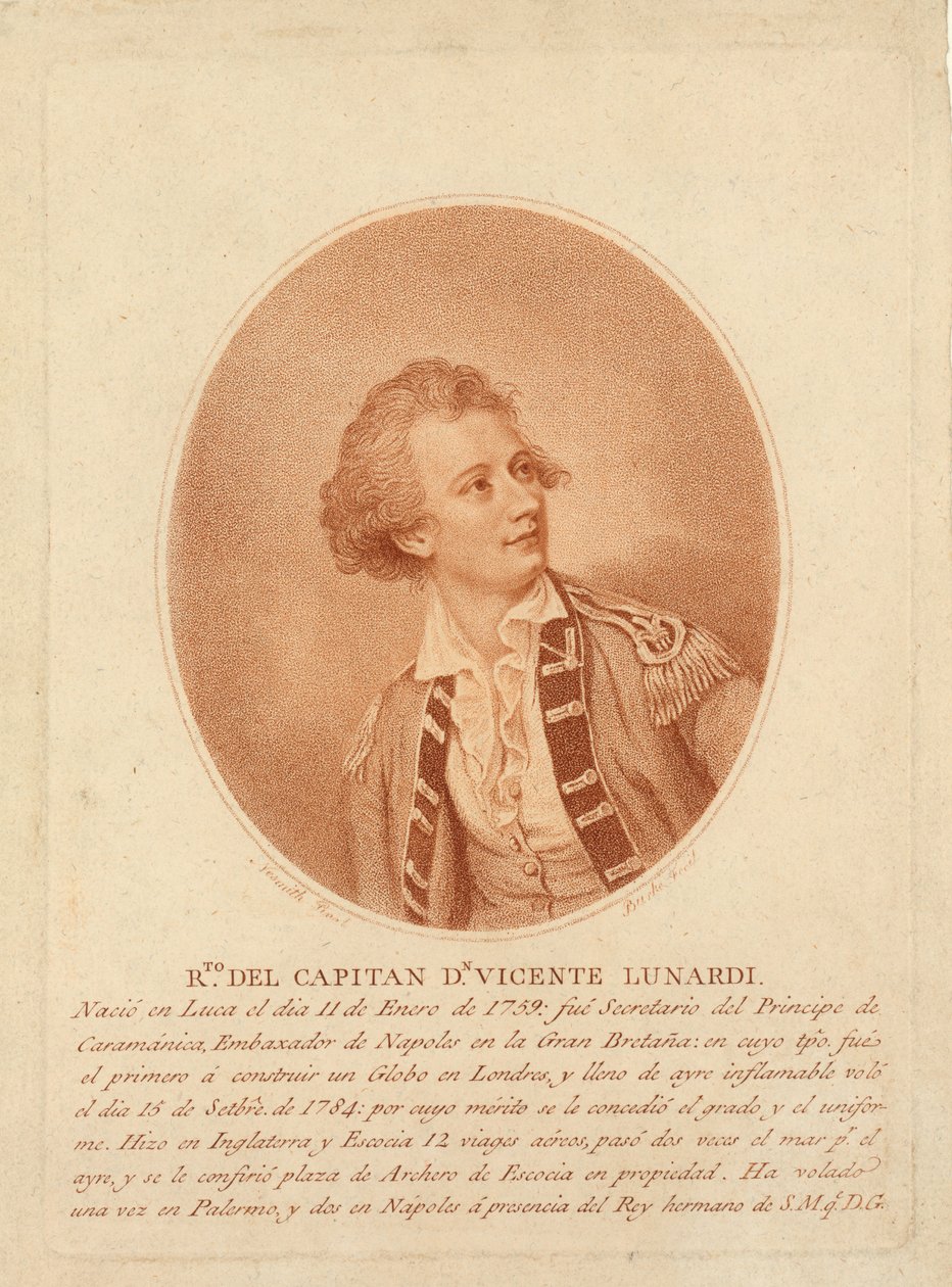 Vincente Lunardi, c.1786-1800 (nokta gravürü) by Thomas Burke