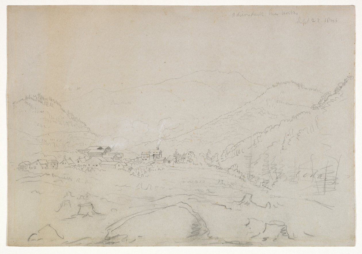 Adirondacks Demir İşleri, 1846 (dokuma kağıt üzerine grafit kalem) by Thomas Cole