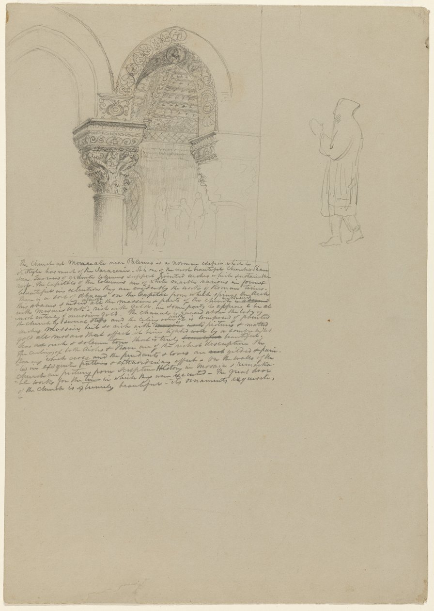 Details of Capitals in the Church at Monreale, 1842  by Thomas Cole