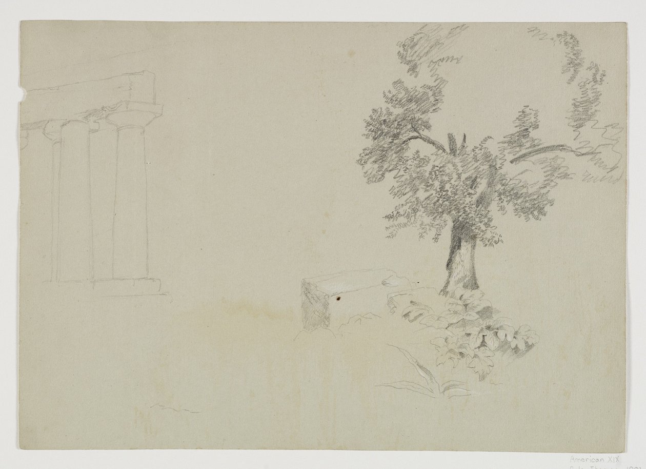 Uitleg vir The Course of Empire, 1833 (pen en ink oor potlood op papier) by Thomas Cole