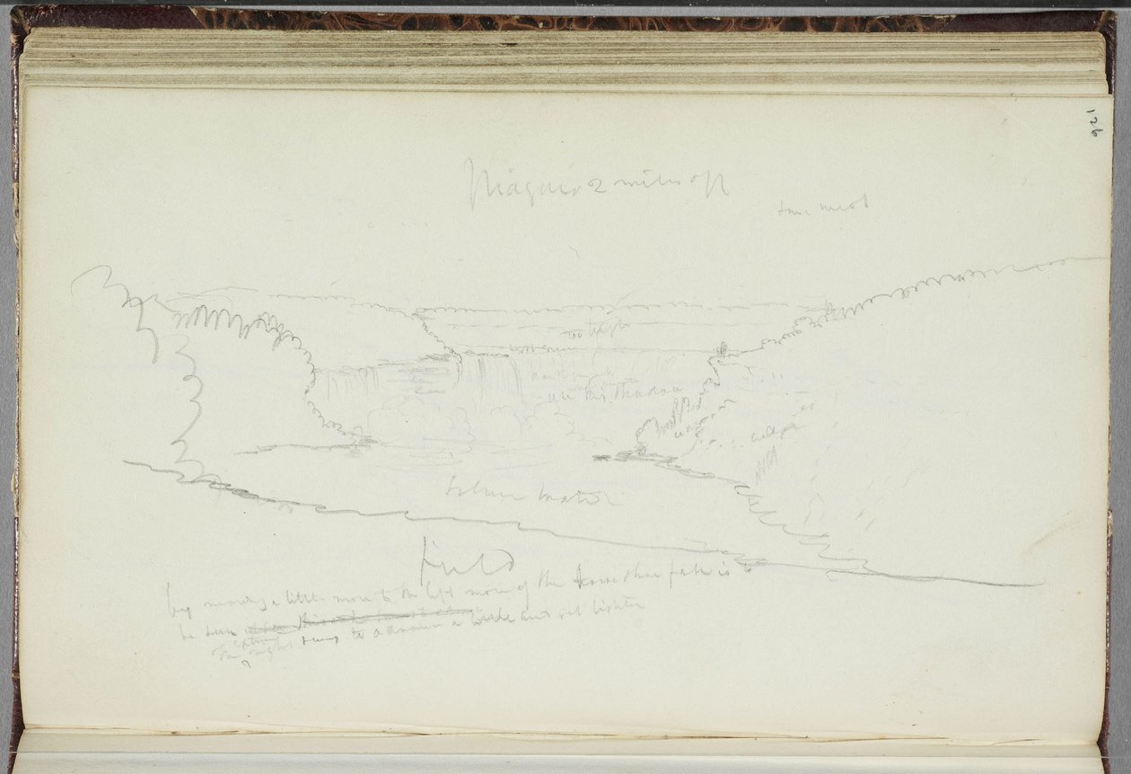 Untitled, landscape with notations, 1829  by Thomas Cole