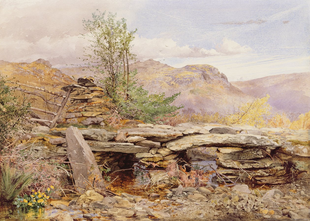 Pentre Ddu Köprüsü, Kuzey Galler (kağıt üzerinde grafit ve wc) by Thomas Collier