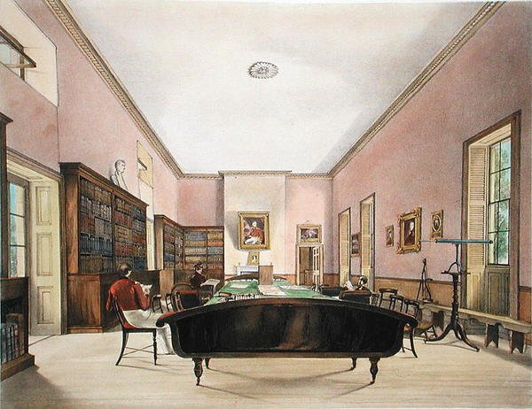 Cebelitarık Garnizon Kütüphanesinin Üst Odası, J.M. Carter tarafından Cebelitarık Kaya ve Kalesinin Seçilmiş Görünümlerinde resmedilmiştir, 1845 (ayrıca bkz. 224299) by Thomas Colman Dibdin