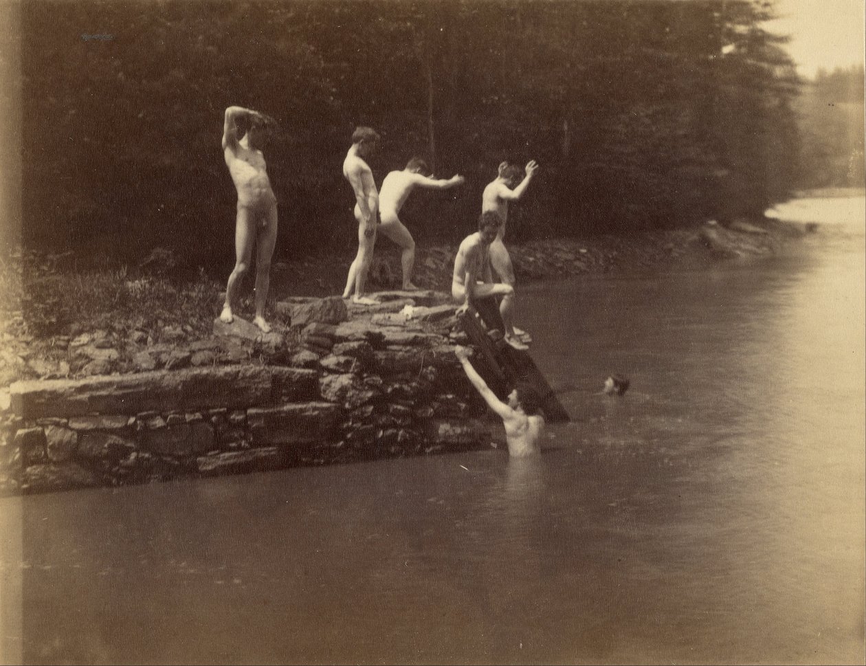 Eakinss Öğrencileri Yüzme Deliğinde by Thomas Eakins