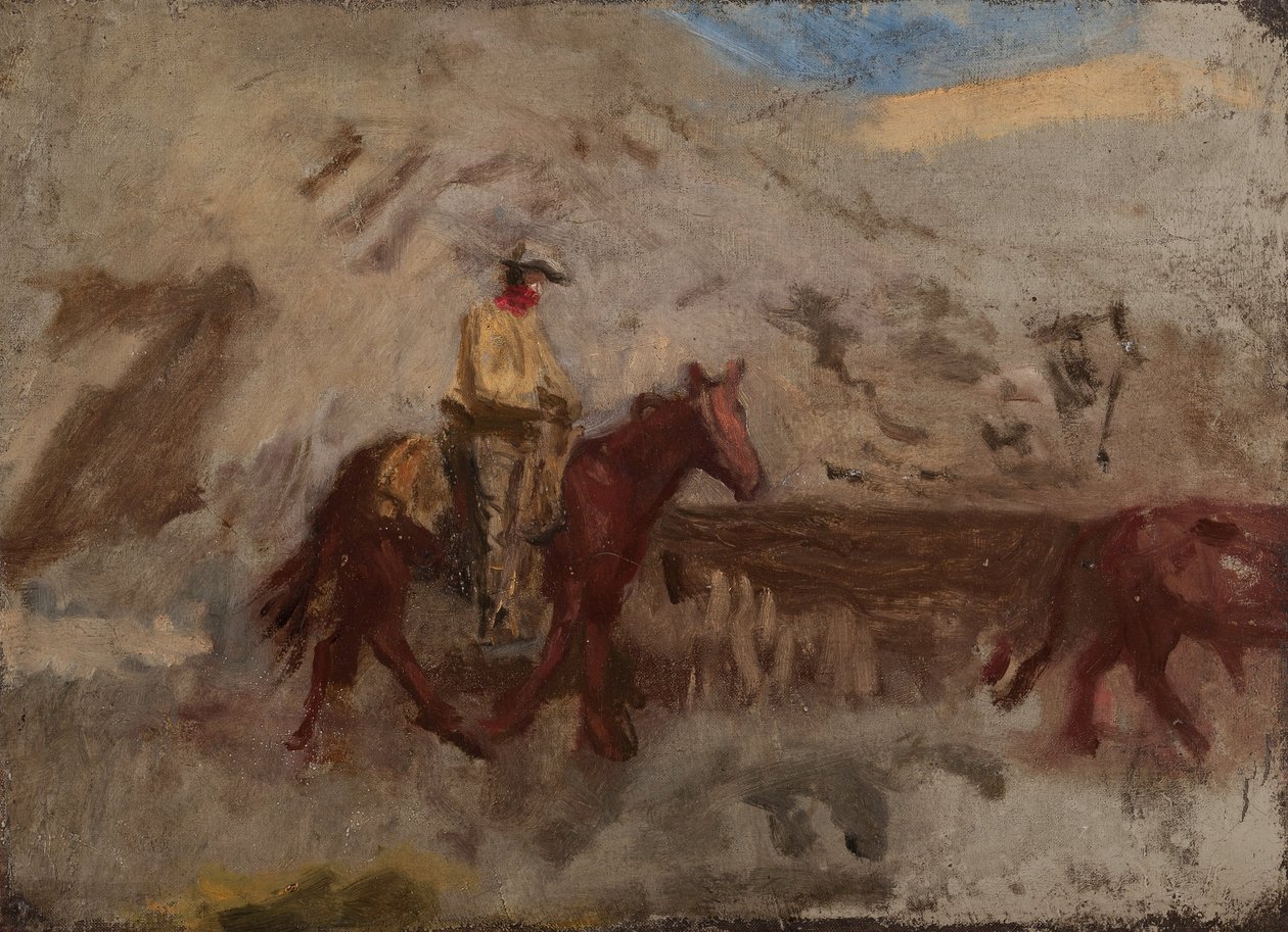 Bir Kovboy İş Yerinde Kroki by Thomas Eakins