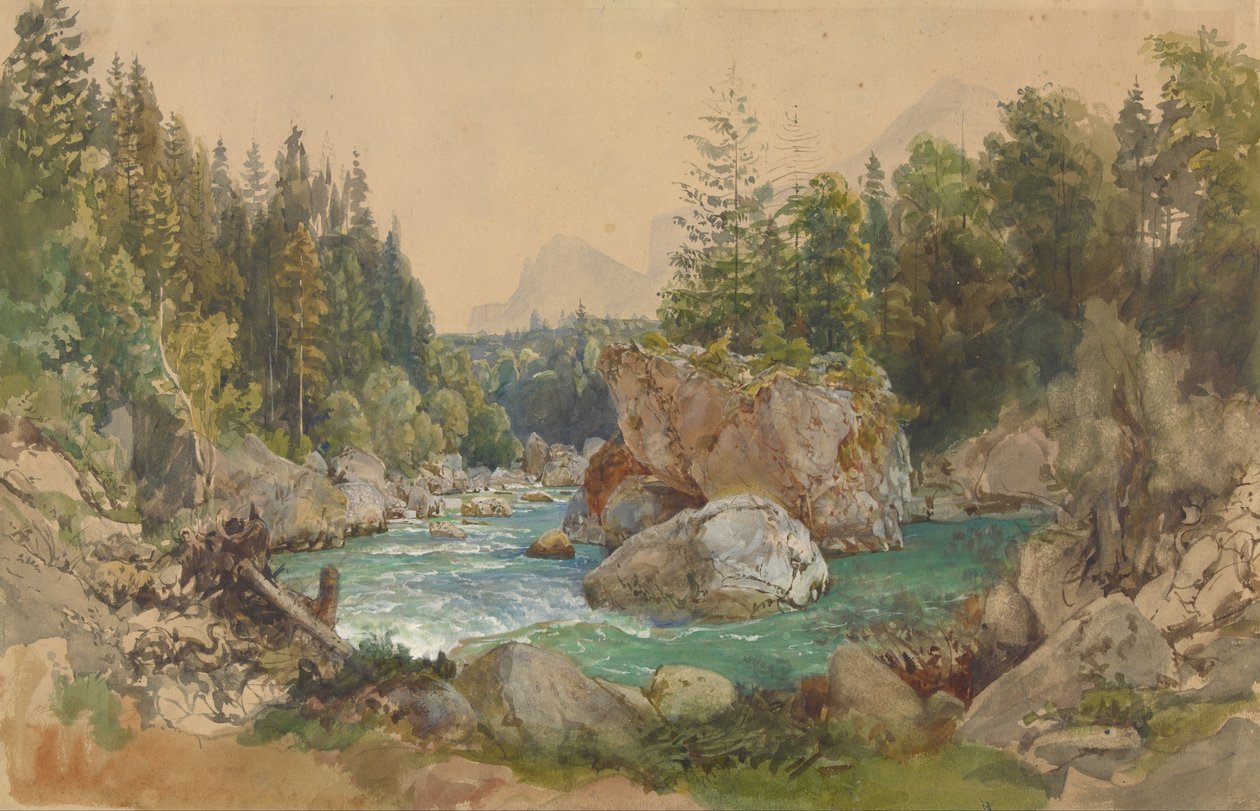 Alplerde Ormanlık Nehir Manzarası by Thomas Ender